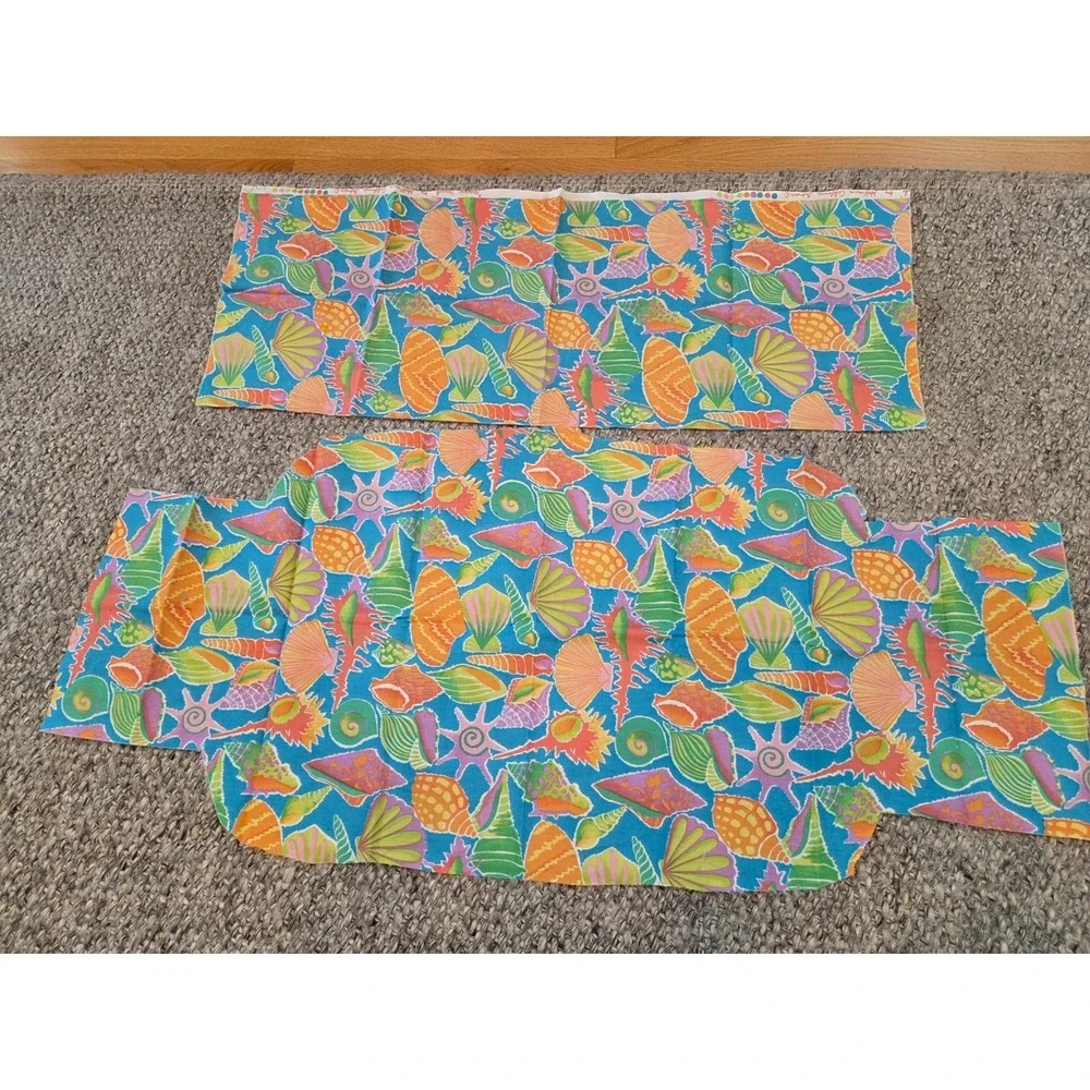 Vintage Hoffman California Colorful Shells Quilting Fabric 1 Yard + Remnants Lot